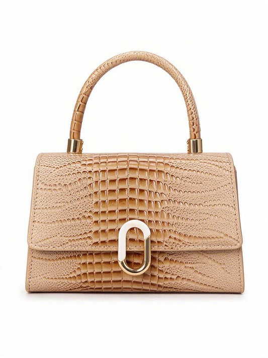 Latte Textured Top Handle Bag