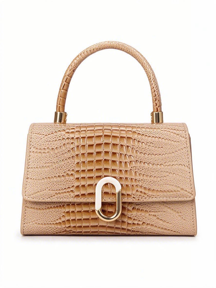 Latte Textured Top Handle Bag