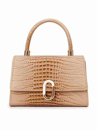 Latte Textured Top Handle Bag